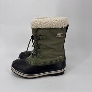Sorel Yoot PAC Waterproof Boots Women's 6 Green/Black Duck Insulated NY1962‎